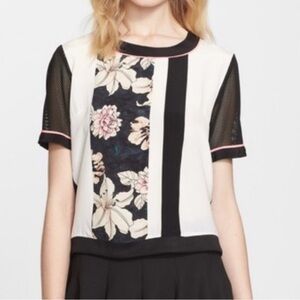NWOT Elizabeth & James Brant Paneled Silk & Mesh Top size XXS